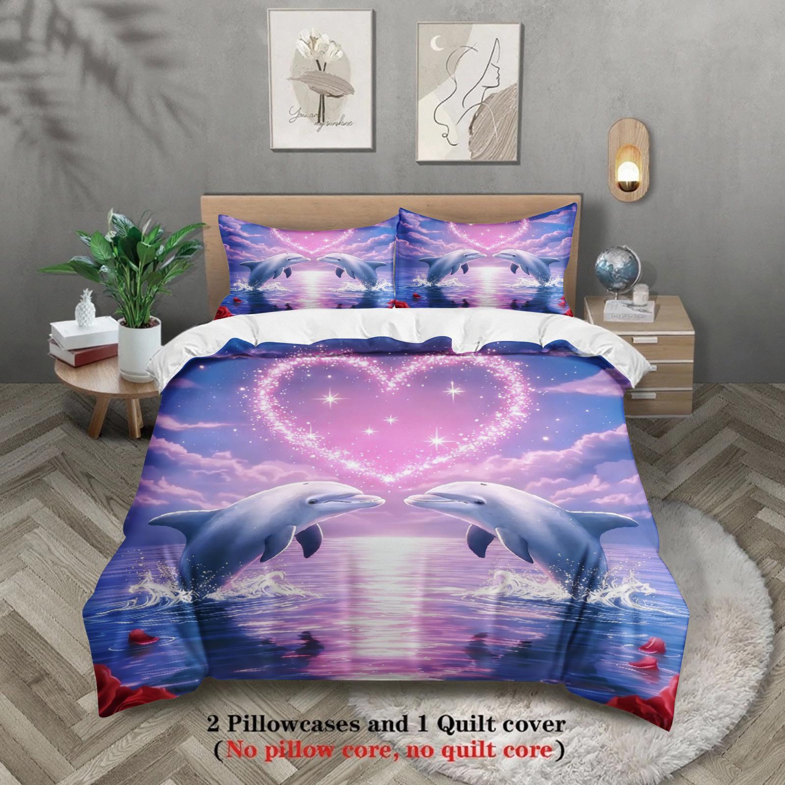 Dolphin Love Heart Print Bedding Set Purple Blue With Roses And Dolphins Pattern Duvet Cover Pillowcases For Bedroom Decor US Full(200x230cm)
Dolphin Love Heart Print Bedding Set Purple Blue With Roses And Dolphins Pattern Duvet Cover Pillowcases For Bedroom Decor US Full(200x230cm)