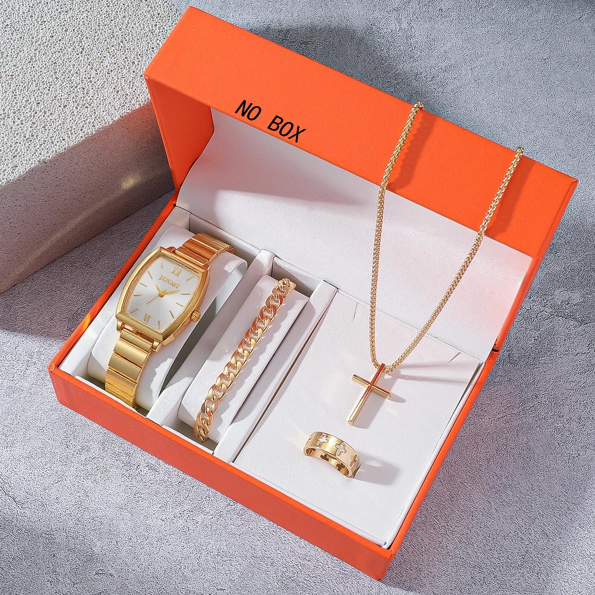Fashionable simple square dial Roman numeral alloy women s quartz watch jewelry 4-piece set, suitable for Thanksgiving and Chris золотий
Fashionable simple square dial Roman numeral alloy women s quartz watch jewelry 4-piece set, suitable for Thanksgiving and Chris золотий