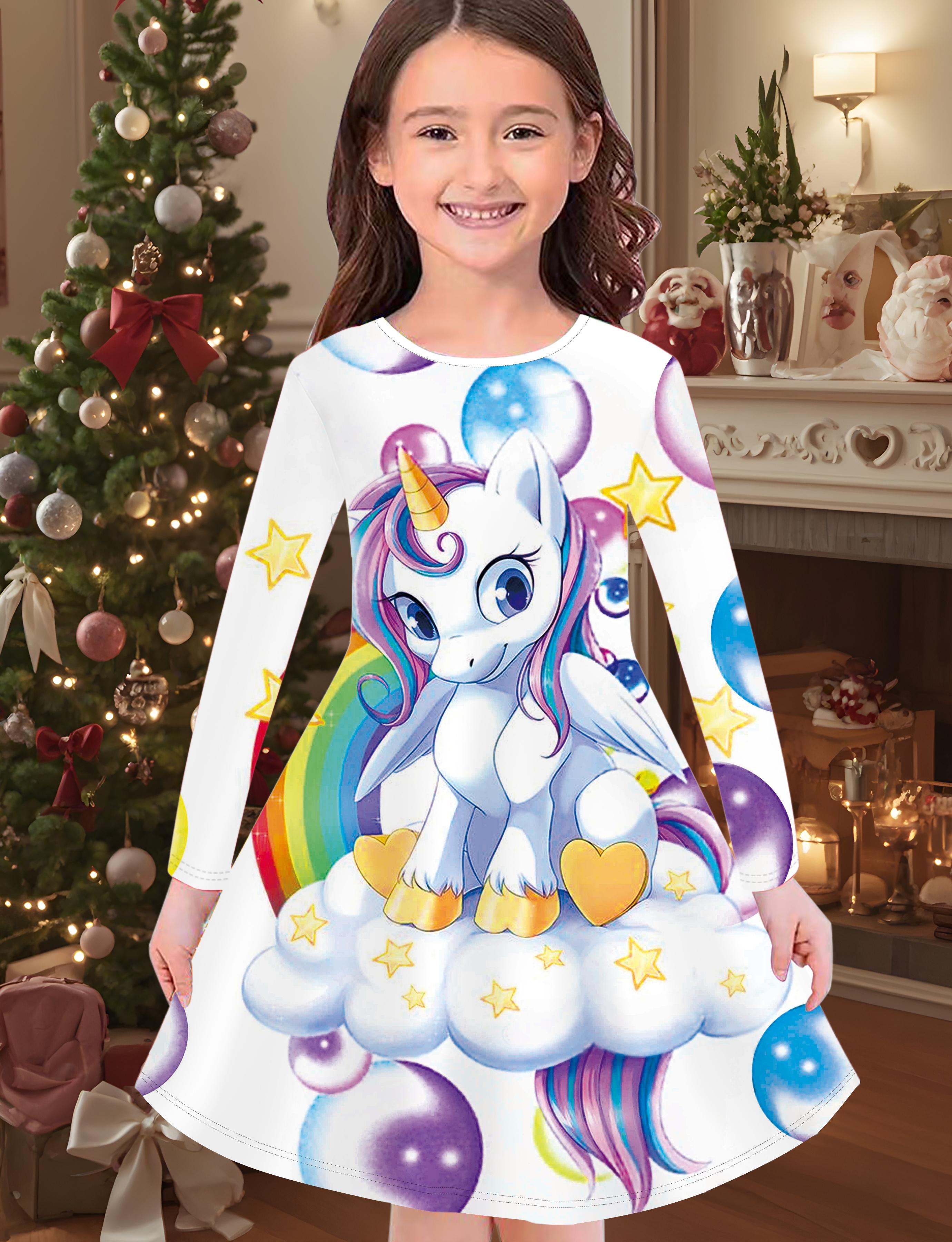 Модное осенне-зимнее платье для девочек, с 3D принтом единорога, с круглым вырезом, длинное, детское платье-футболка, повседневное, универсальное, рождественская одежда 110 белый
Модное осенне-зимнее платье для девочек, с 3D принтом единорога, с круглым вырезом, длинное, детское платье-футболка, повседневное, универсальное, рождественская одежда 110 белый