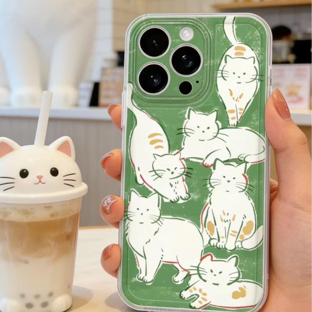 Green Silicone iPhone Cover - Cute Cat Design for 14/15/16 Pro Max 12
Green Silicone iPhone Cover - Cute Cat Design for 14/15/16 Pro Max 12