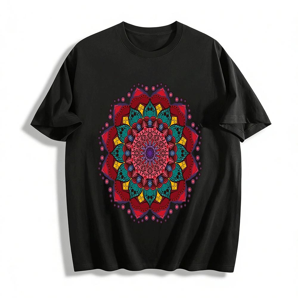 Bohemian Mandala Print Casual Loose Fit Crewneck Top Pure cotton T-shirt XXS
Bohemian Mandala Print Casual Loose Fit Crewneck Top Pure cotton T-shirt XXS