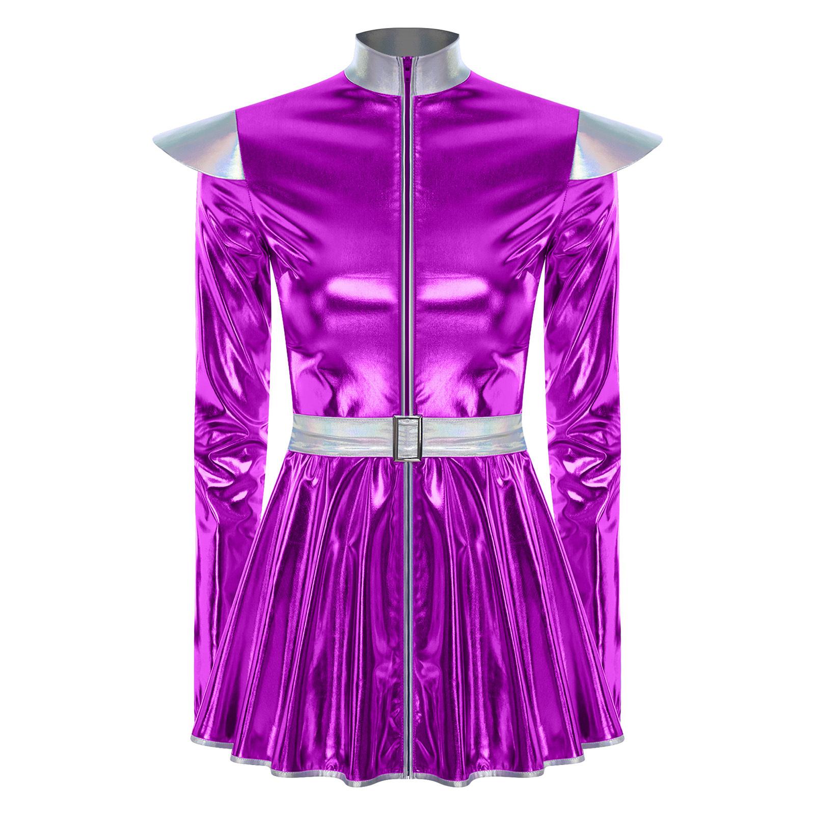 Жіночий костюм інопланетянки з довгими рукавами, сукня А-силуету із застібкою спереду, дизайн з поясом, блискучий металік, костюм робота з космосу 3XL фіолетовий
Жіночий костюм інопланетянки з довгими рукавами, сукня А-силуету із застібкою спереду, дизайн з поясом, блискучий металік, костюм робота з космосу 3XL фіолетовий