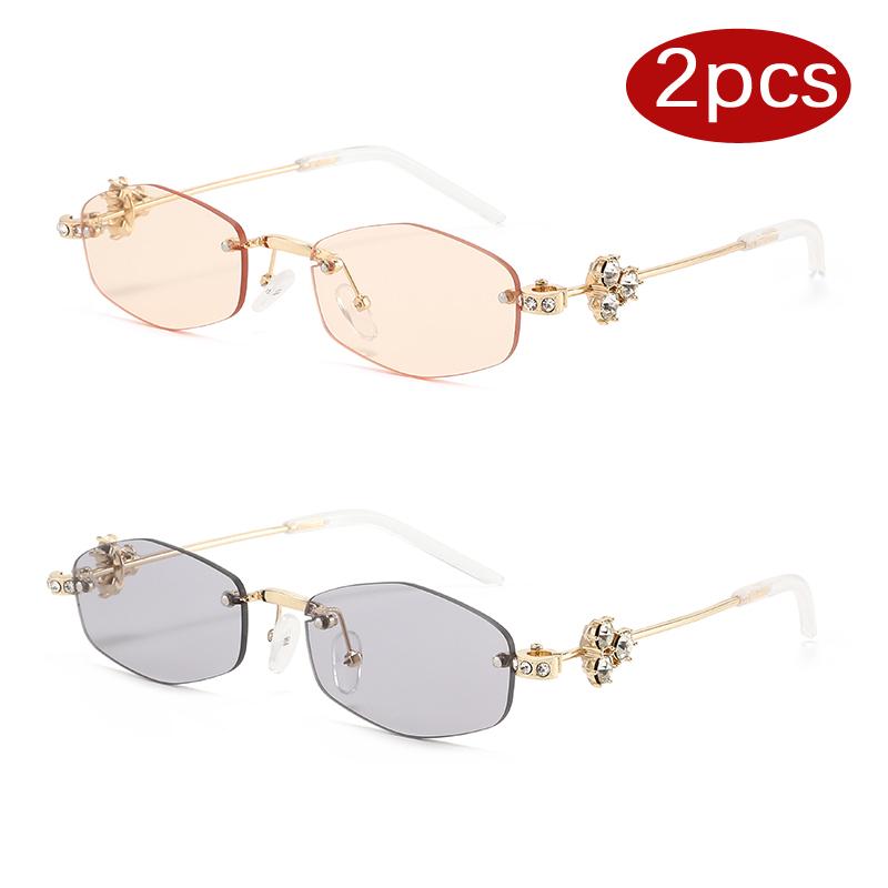 2pcs Luxury Rhombus Metal Diamond Sunglasses Women Retro Brand Design Rimless High Quality Vintage Minimalist Style Glasses
2pcs Luxury Rhombus Metal Diamond Sunglasses Women Retro Brand Design Rimless High Quality Vintage Minimalist Style Glasses