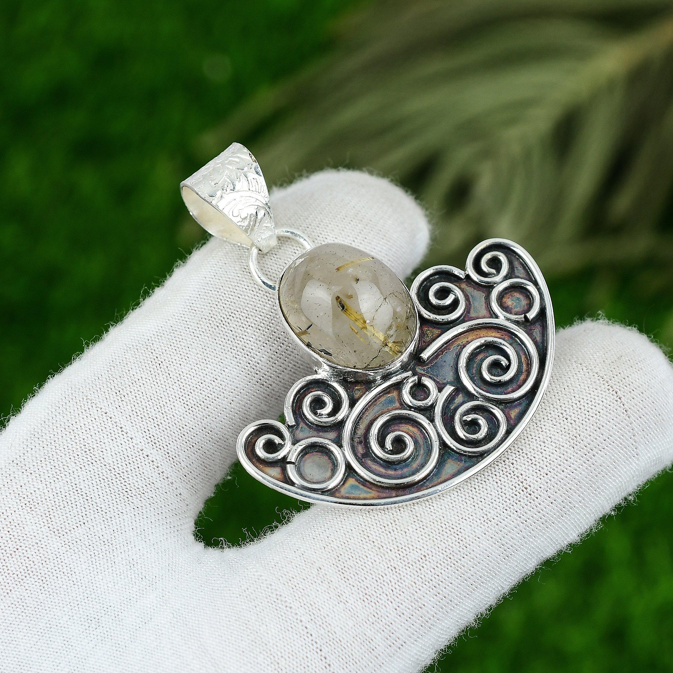 Mothers day Deal Sterling Silver Natural Golden Rutile Wedding Pendant Jewelry
Mothers day Deal Sterling Silver Natural Golden Rutile Wedding Pendant Jewelry