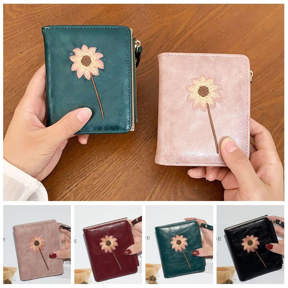 Solid Color PU Zipper Wallet Wallets Card Holder Simple Flower Embroidery Coin Purse Travel
Solid Color PU Zipper Wallet Wallets Card Holder Simple Flower Embroidery Coin Purse Travel