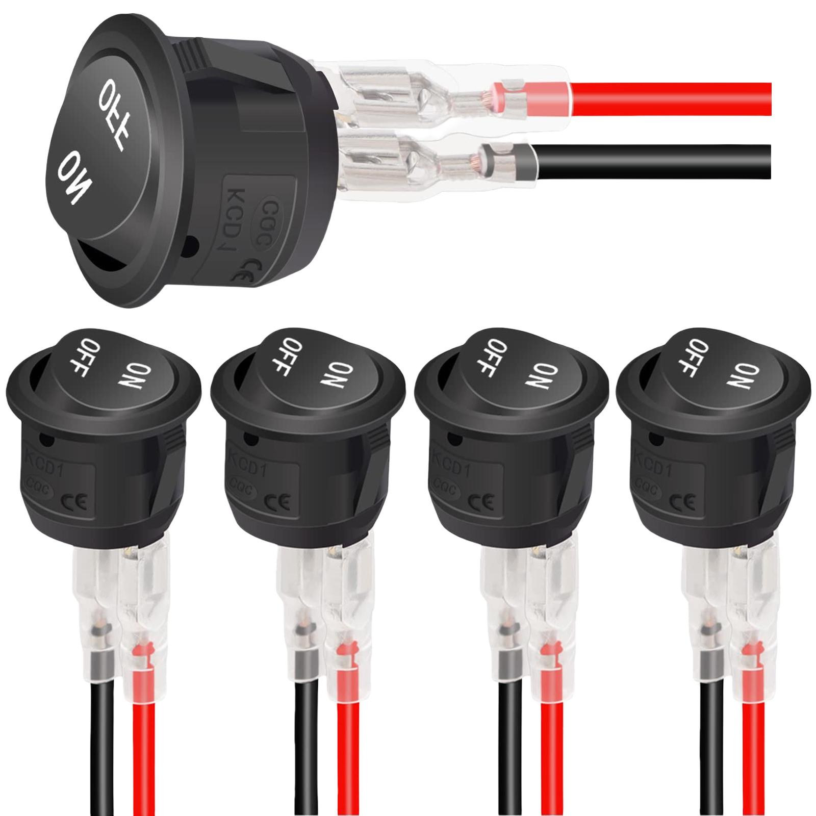 Pack Of 5 Round Rocker Switches with 15CM Wire 2 Position Round Rocker Switches for Electronics & Automotive Application B
Pack Of 5 Round Rocker Switches with 15CM Wire 2 Position Round Rocker Switches for Electronics & Automotive Application B