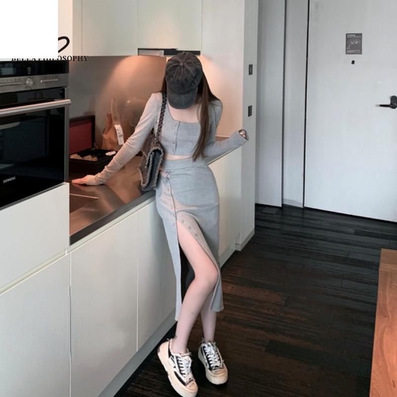 Летний корейский модный вязаный костюм, женский офисный комплект из 2 предметов, тонкий вязаный укороченный топ + тонкие юбки миди, комплект Y2k, спортивный костюм 
Летний корейский модный вязаный костюм, женский офисный комплект из 2 предметов, тонкий вязаный укороченный топ + тонкие юбки миди, комплект Y2k, спортивный костюм