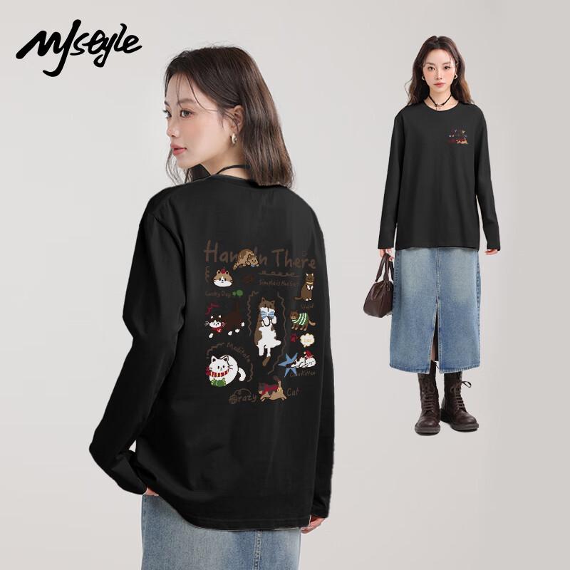 MJ STYLE Women s Pure Cotton Long-Sleeve T-Shirt with Cat Graphic M
MJ STYLE Women s Pure Cotton Long-Sleeve T-Shirt with Cat Graphic M