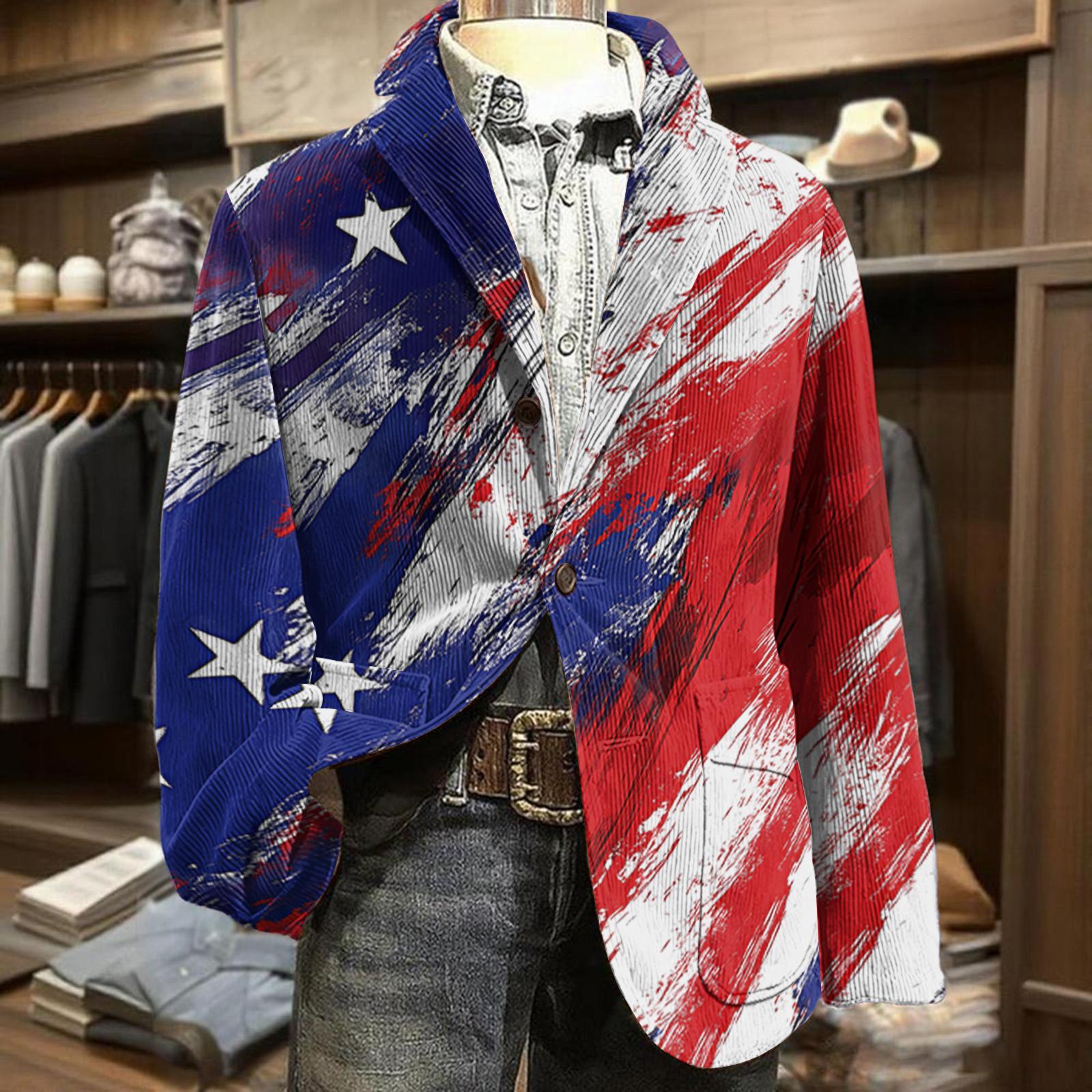 Men’s Corduroy Blazer with Abstract Independence Day Inspired Print Business Casual Fit Two Button Closure Notched Lapel Design XXXXL киноварь
Men’s Corduroy Blazer with Abstract Independence Day Inspired Print Business Casual Fit Two Button Closure Notched Lapel Design XXXXL киноварь