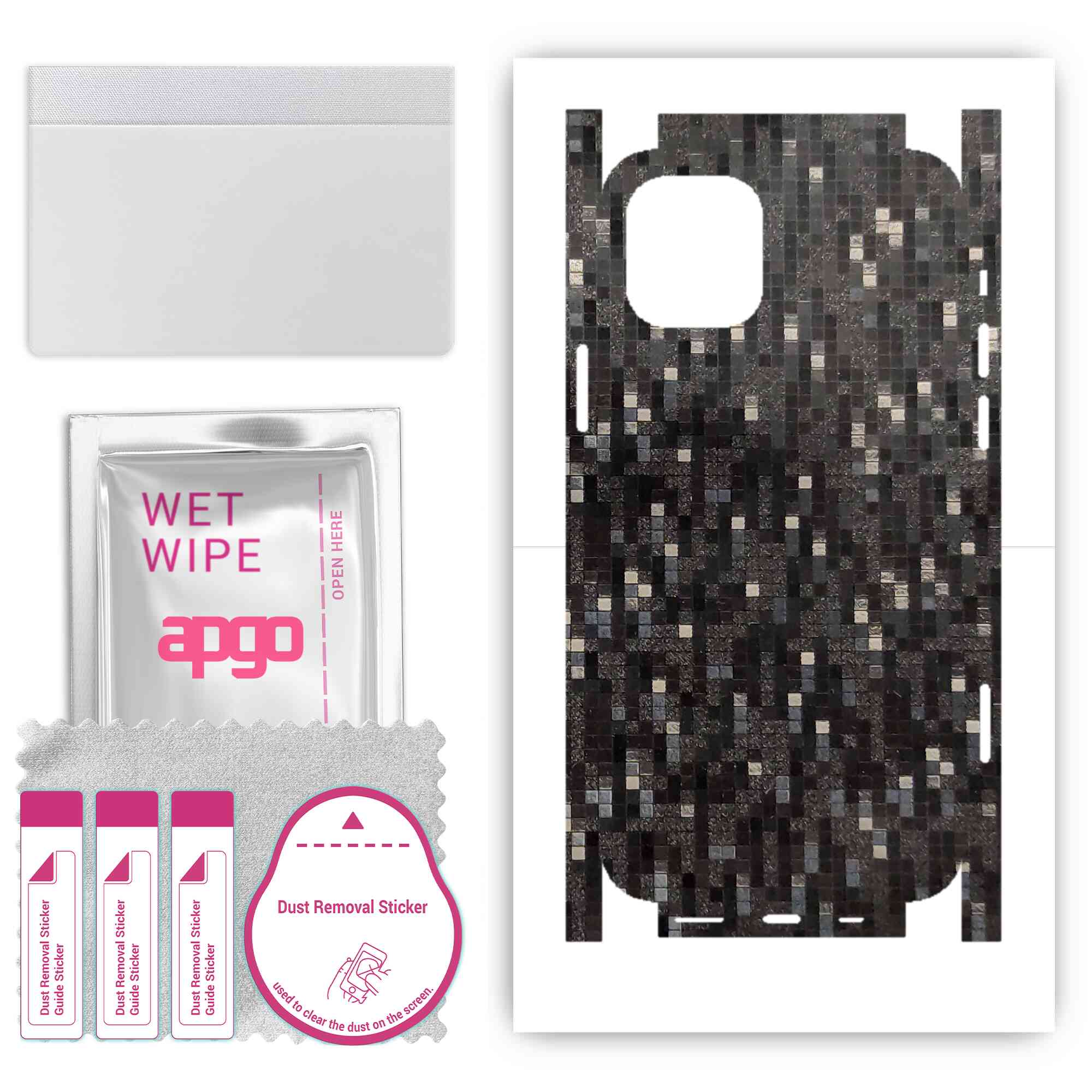 Apgo Protective Skin Sticker for the back+sides compatible with Apple iPhone 12, Full Wrap Film, Foil, Vinyl - Pattern Carbon Black Pixel
Apgo Protective Skin Sticker for the back+sides compatible with Apple iPhone 12, Full Wrap Film, Foil, Vinyl - Pattern Carbon Black Pixel