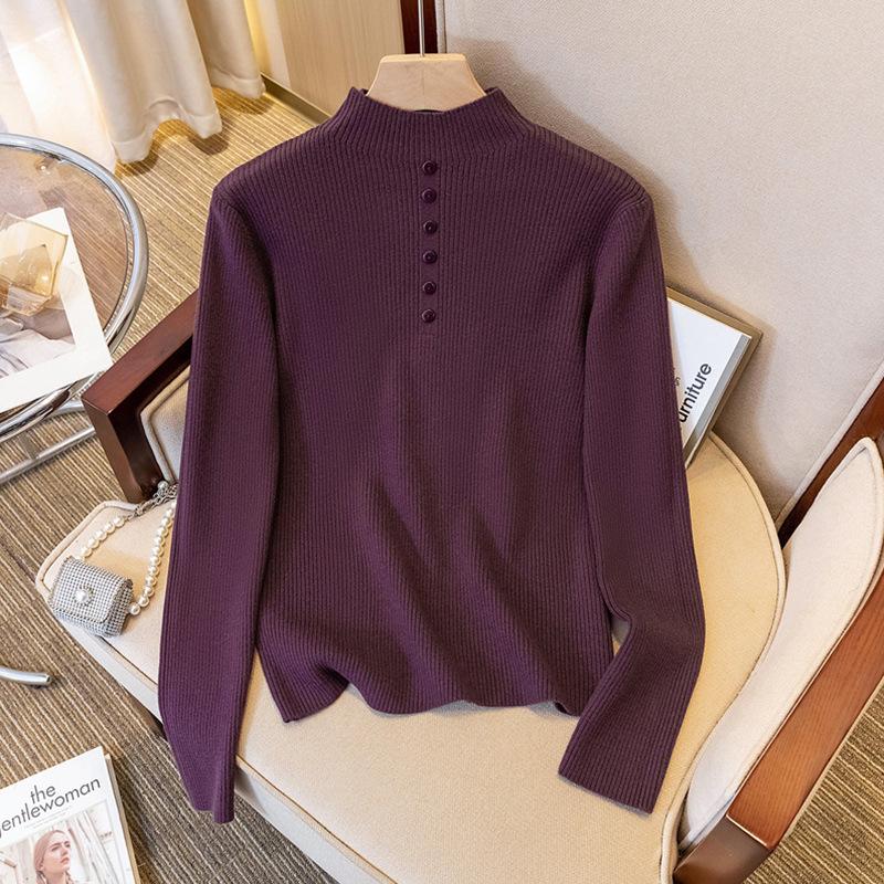 Вязаная внутренняя базовая рубашка с полувысоким воротником для женского зимнего наряда, новый модный топ, топ большого размера для мамы 4XL фиолетовый
Вязаная внутренняя базовая рубашка с полувысоким воротником для женского зимнего наряда, новый модный топ, топ большого размера для мамы 4XL фиолетовый