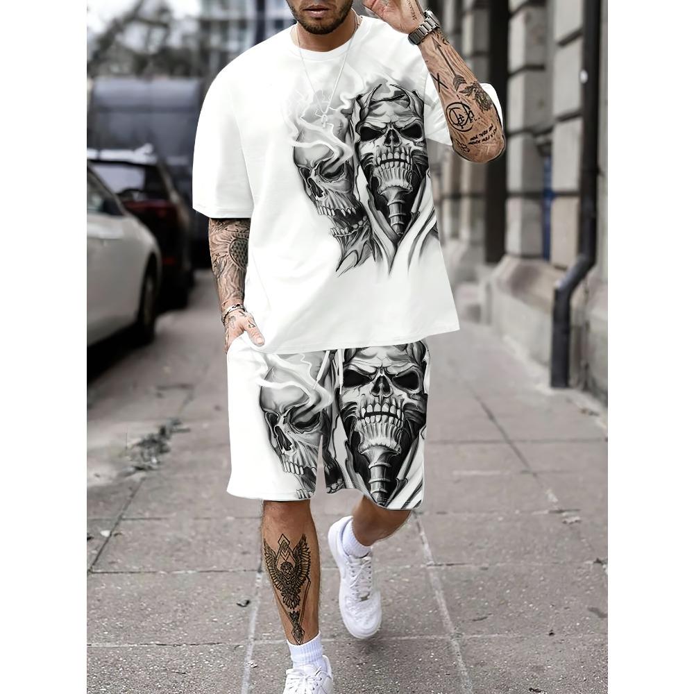 Men s Summer 3D Skull Print T-Shirt and Shorts Set - Creative White Casual Cool Street Oversized Clothing XS
Men s Summer 3D Skull Print T-Shirt and Shorts Set - Creative White Casual Cool Street Oversized Clothing XS