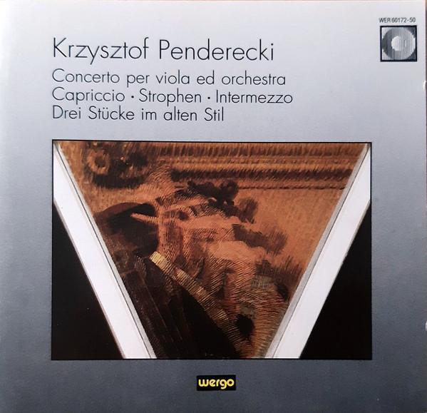 CD KRZYSZTOF PENDERECKI - Concerto Per Viola Ed Orchestra WER6017250 WERGO 1989 Germany Classical Used
CD KRZYSZTOF PENDERECKI - Concerto Per Viola Ed Orchestra WER6017250 WERGO 1989 Germany Classical Used