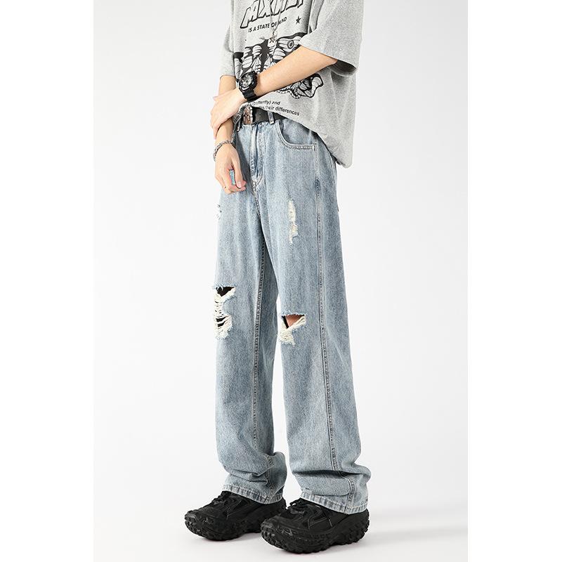 Потертые джинсы в американском стиле, свободные прямые брюки широкого кроя, летние брюки свободного кроя Ice Silk, модный бренд XXXXXL
Потертые джинсы в американском стиле, свободные прямые брюки широкого кроя, летние брюки свободного кроя Ice Silk, модный бренд XXXXXL