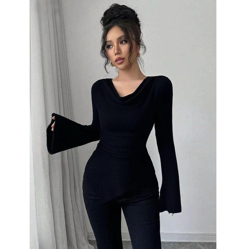 Жіночі осінньо-зимові футболки з довгим рукавом, приталені, жіночі в язані облягаючі топи M чорний
Жіночі осінньо-зимові футболки з довгим рукавом, приталені, жіночі в язані облягаючі топи M чорний