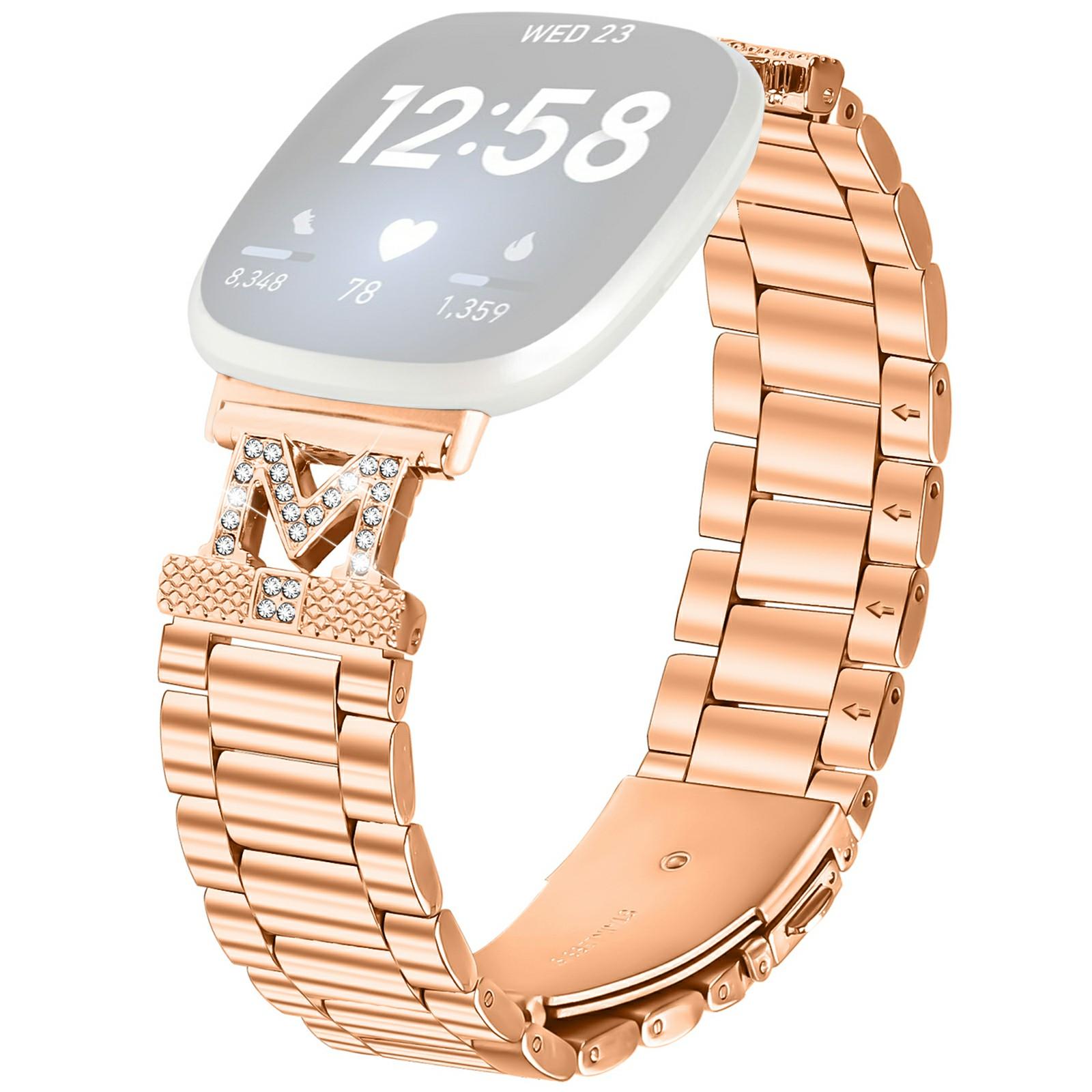 For Fitbit Versa 3/Sense Watch Strap M-Type Rhinestones Decor Stainless Steel 3-Bead Band Rose Gold
For Fitbit Versa 3/Sense Watch Strap M-Type Rhinestones Decor Stainless Steel 3-Bead Band Rose Gold