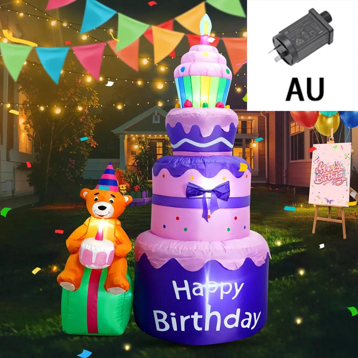 6FT Outdoor Happy Birthday Inflatable Purple Cake Bear Ornament Blow Up Yard Decoration DIY Party Props for Holiday Celebration
6FT Outdoor Happy Birthday Inflatable Purple Cake Bear Ornament Blow Up Yard Decoration DIY Party Props for Holiday Celebration