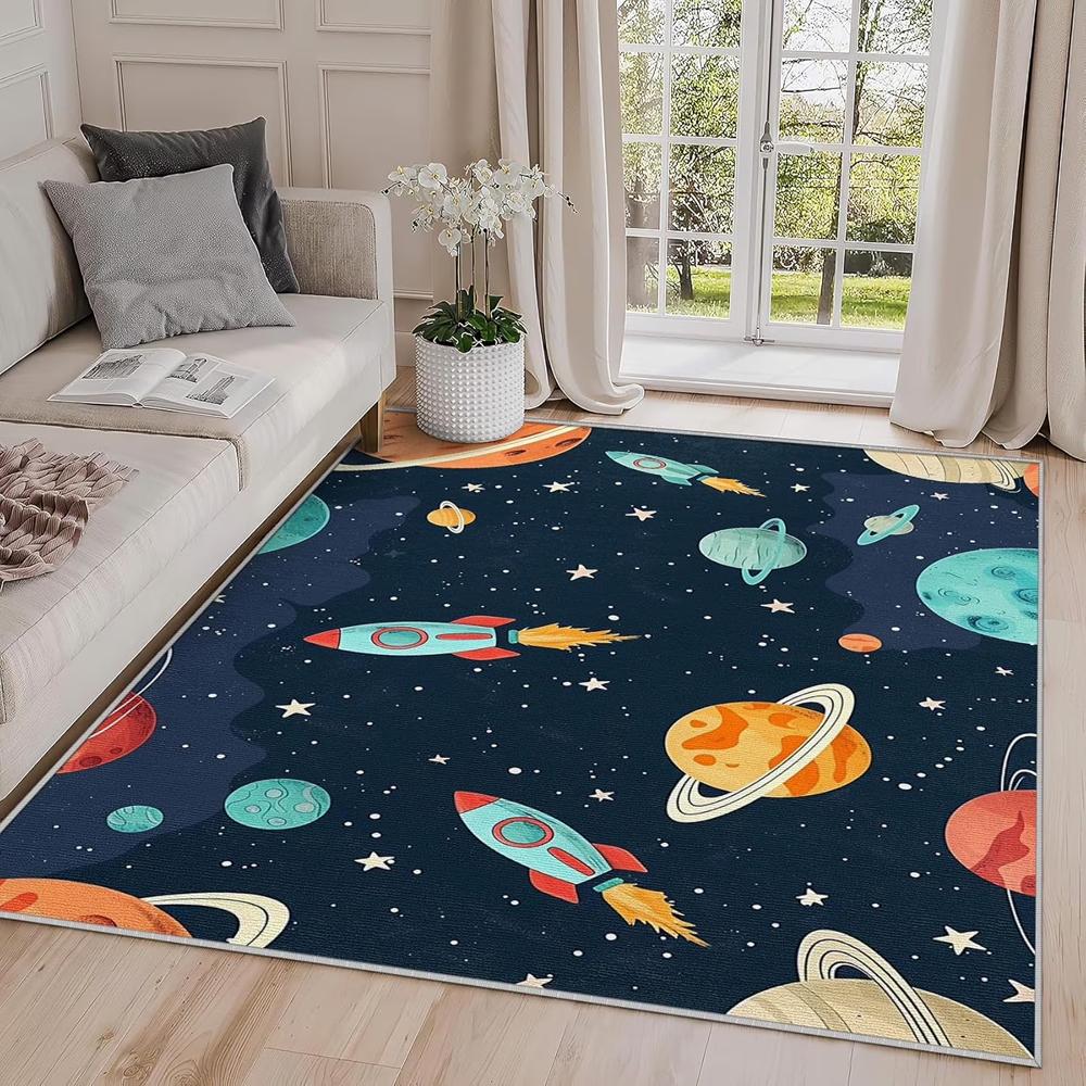 Cartoon Space Rocket Planet Kids Area Rug Cute Solar System Print Non Slip Carpet for Nursery Playroom Bedroom Home Decor 40X60CM
Cartoon Space Rocket Planet Kids Area Rug Cute Solar System Print Non Slip Carpet for Nursery Playroom Bedroom Home Decor 40X60CM