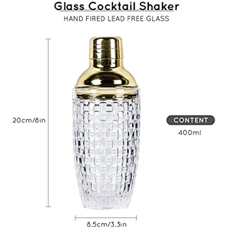 Glass Cocktail Shaker Kit 13Ounce Martini Mocktail Making Set with Leakproof Metallic Steel Lid&Strainer for Home Use 3 colors
Glass Cocktail Shaker Kit 13Ounce Martini Mocktail Making Set with Leakproof Metallic Steel Lid&Strainer for Home Use 3 colors