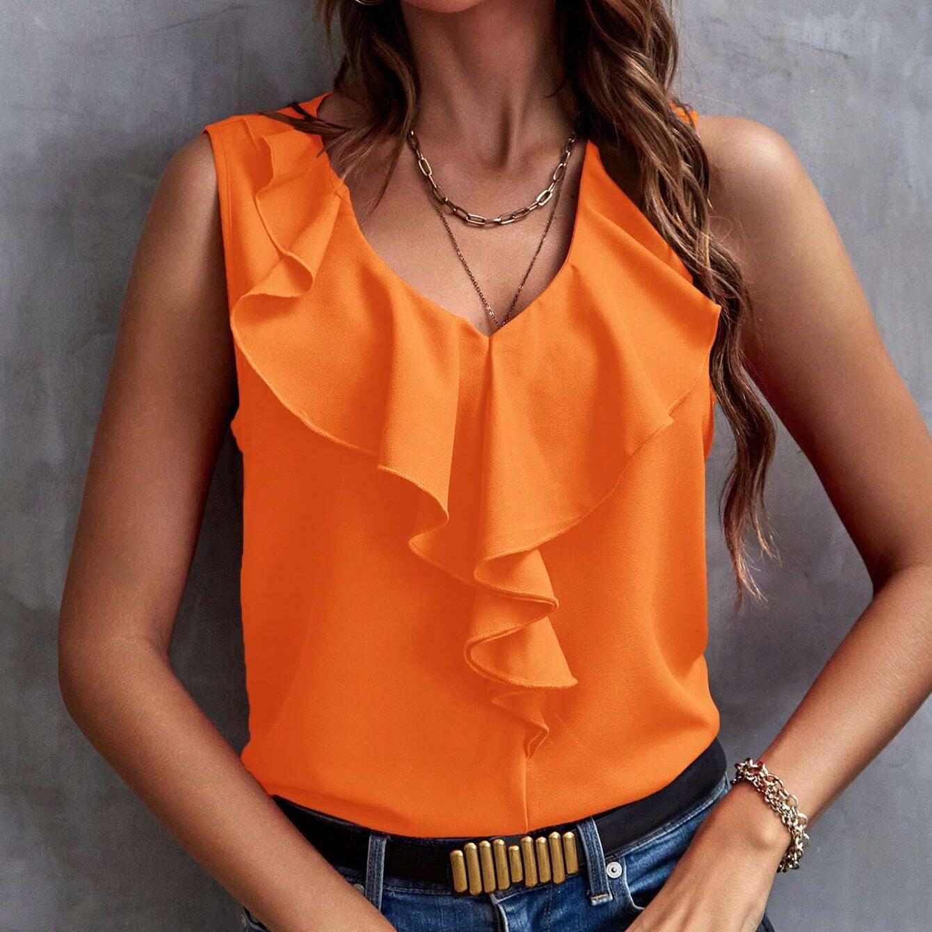 YYFS женские модные повседневные летние весенние однотонные блузки и рубашки без рукавов с v-образным вырезом и принтом M оранжевый
YYFS женские модные повседневные летние весенние однотонные блузки и рубашки без рукавов с v-образным вырезом и принтом M оранжевый