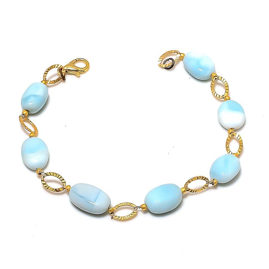 Republic Larimar Gemstone Handmade 925 Sterling Silver Bracelet 7-8 GK-7658
Republic Larimar Gemstone Handmade 925 Sterling Silver Bracelet 7-8 GK-7658