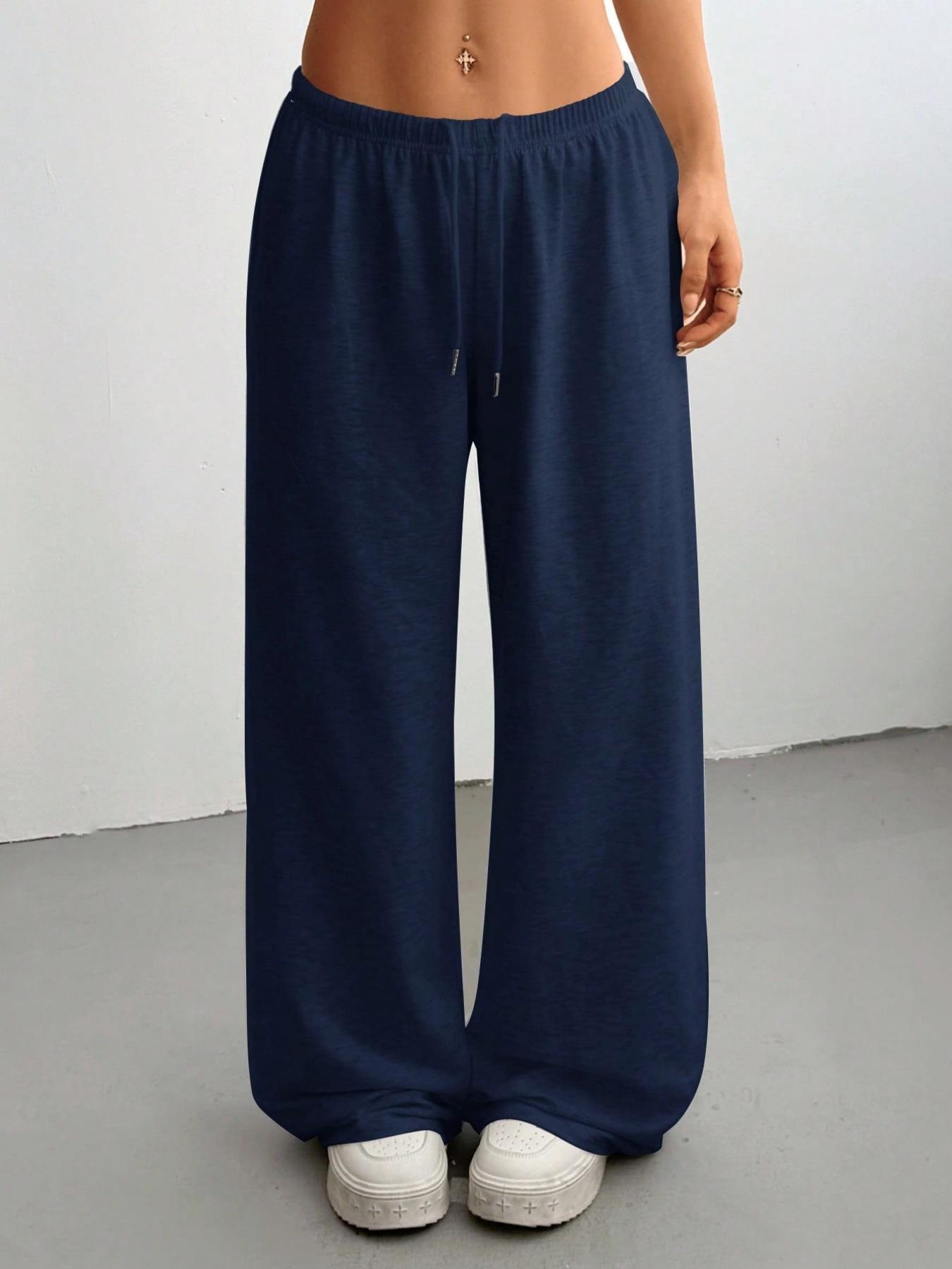 Wine Red Drawstring Waist Wide Leg Pants XXL темно-синього кольору
Wine Red Drawstring Waist Wide Leg Pants XXL темно-синього кольору
