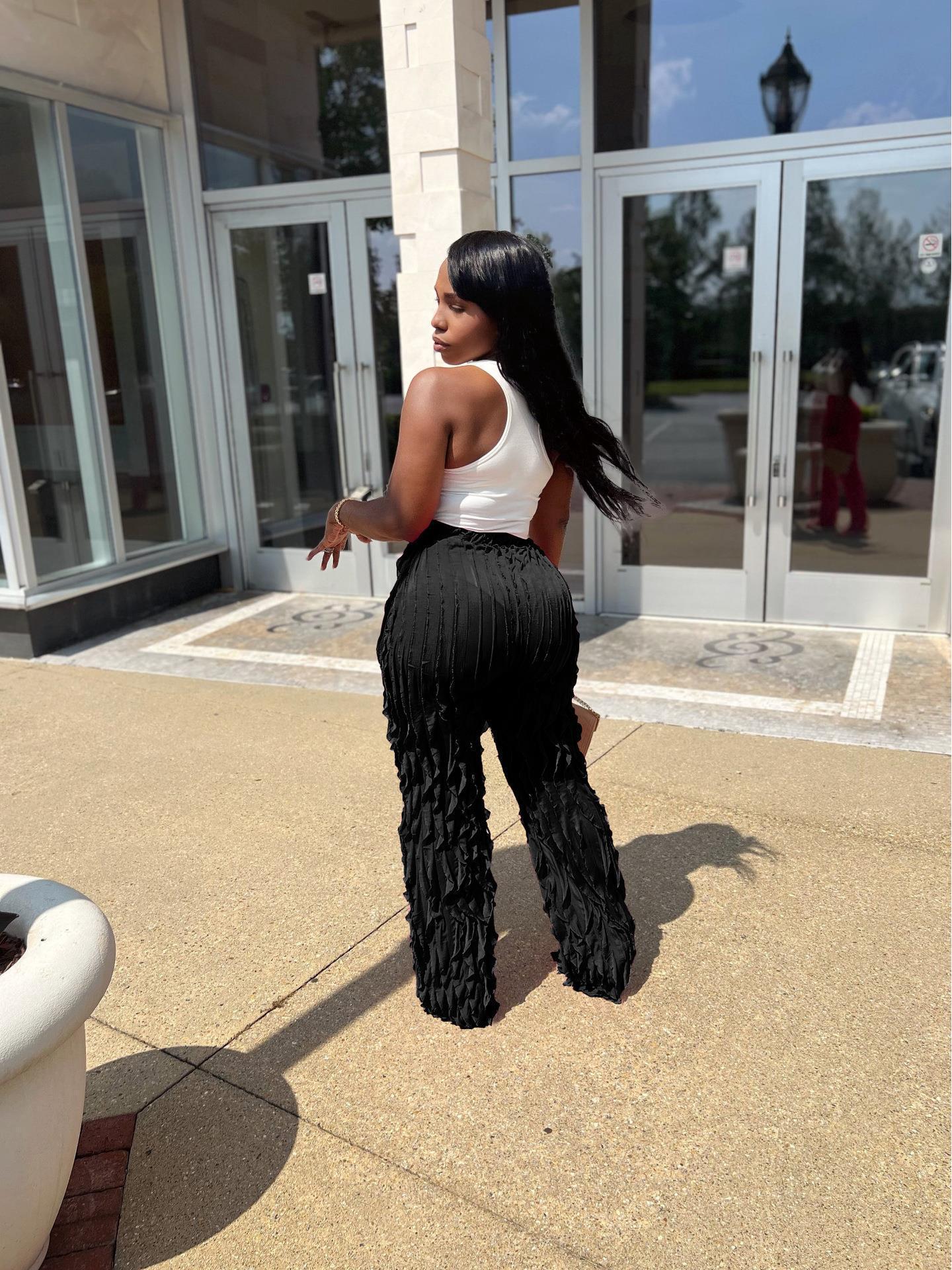 Женские брюки из сетки с волнистым узором, оборками, высокой талией и широкими штанинами Extra Large чёрный
Женские брюки из сетки с волнистым узором, оборками, высокой талией и широкими штанинами Extra Large чёрный