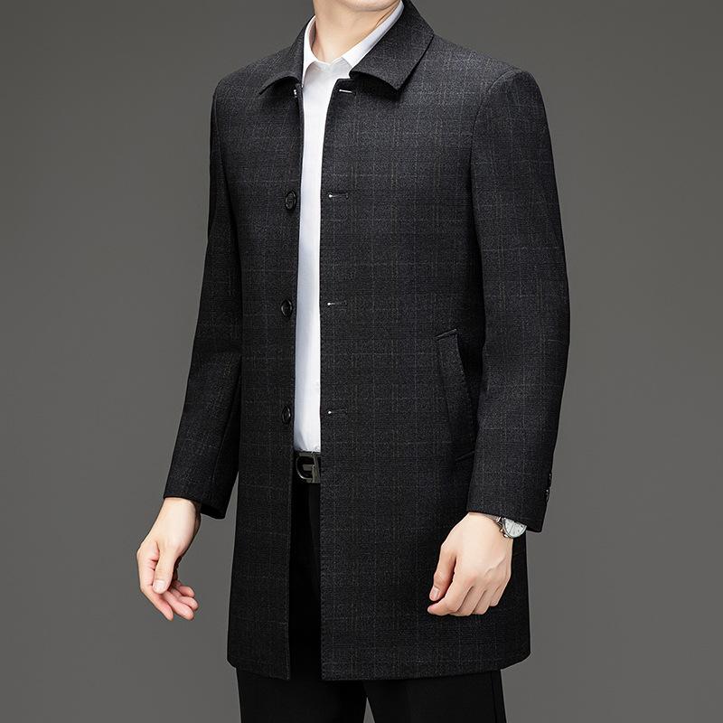 Осенне-зимняя мужская шерстяная ветровка средней длины, деловое повседневное пальто с лацканами, клетчатое пальто для пап среднего и пожилого возраста 195
Осенне-зимняя мужская шерстяная ветровка средней длины, деловое повседневное пальто с лацканами, клетчатое пальто для пап среднего и пожилого возраста 195