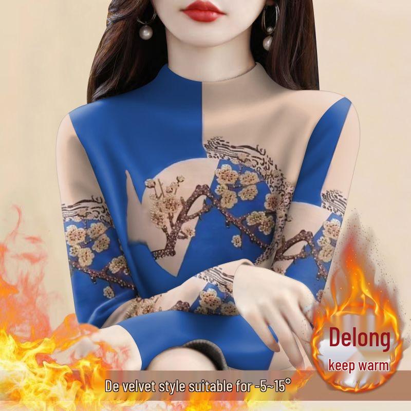 Velvet Fleece-Lined Women s Long Sleeve Blouse - Winter Semi-High Neck Base Layer Top 2XL suggested weight 125-140 jin
Velvet Fleece-Lined Women s Long Sleeve Blouse - Winter Semi-High Neck Base Layer Top 2XL suggested weight 125-140 jin