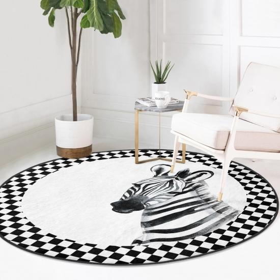 Deymend Checkered Frame Pattern Pattern Zebra Черный кухонный круглый ковер с моющимся нескользящим основанием
Deymend Checkered Frame Pattern Pattern Zebra Черный кухонный круглый ковер с моющимся нескользящим основанием