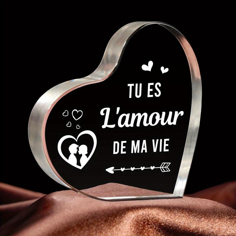 2D Flat, Tu Es Mon Amour Heart-Shaped Acrylic Decoration Plaque, Couple Silhouettes Design, Suitable for wall decoration, porch, room, villa, accent 10*10CM
2D Flat, Tu Es Mon Amour Heart-Shaped Acrylic Decoration Plaque, Couple Silhouettes Design, Suitable for wall decoration, porch, room, villa, accent 10*10CM