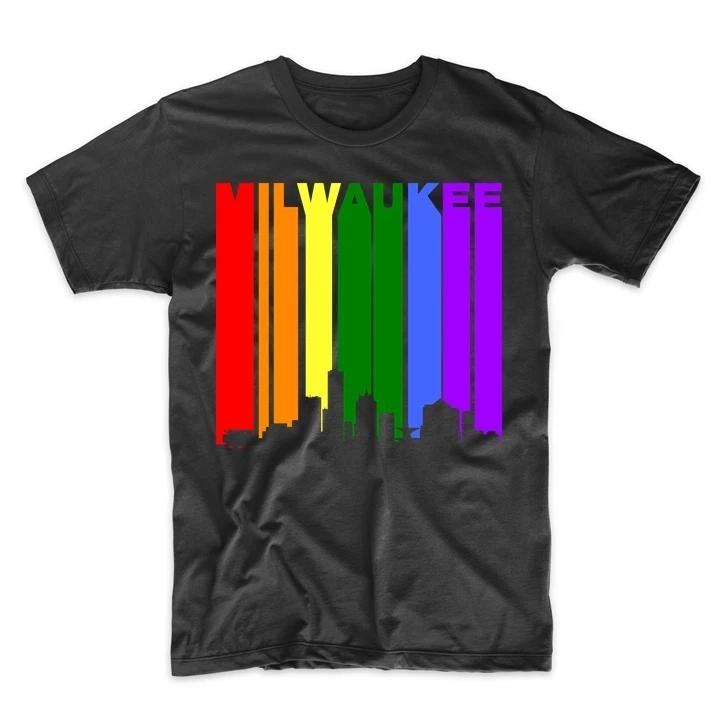 Milwaukee Wisconsin Downtown Rainbow Skyline LGBT Gay Pride T-Shirt 4XL
Milwaukee Wisconsin Downtown Rainbow Skyline LGBT Gay Pride T-Shirt 4XL