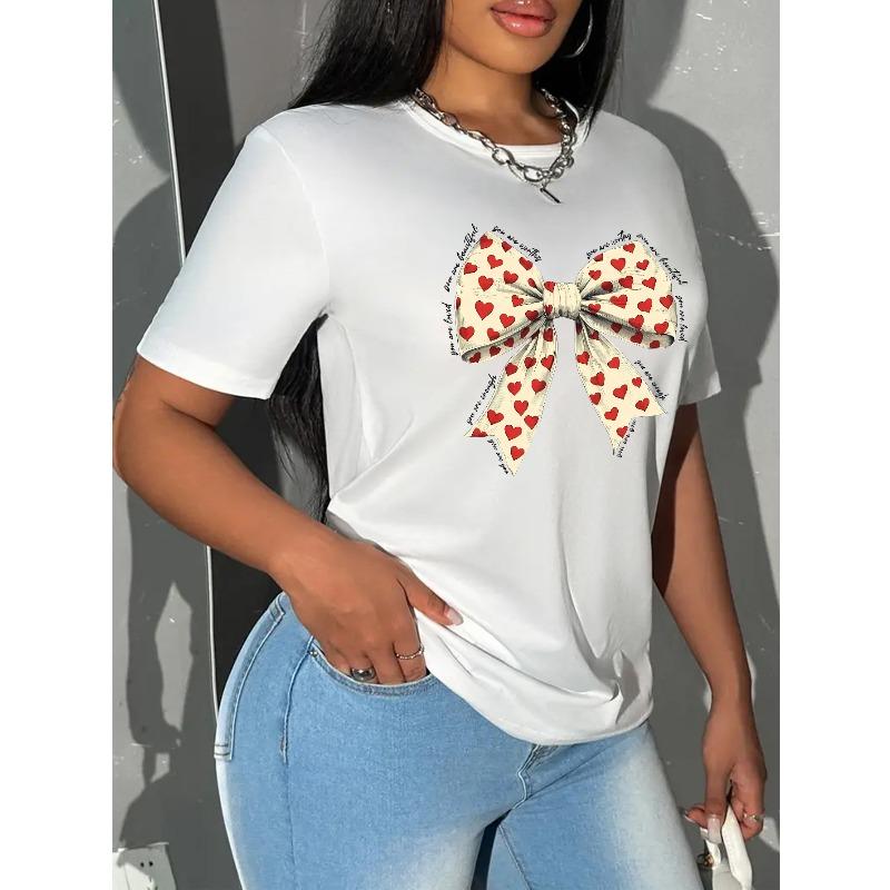 Women s Christmas Heart Bow Love Print Stretch T-Shirt Round Neck Short Sleeve Casual Non-Sheer All Season Tee 4XL білий
Women s Christmas Heart Bow Love Print Stretch T-Shirt Round Neck Short Sleeve Casual Non-Sheer All Season Tee 4XL білий