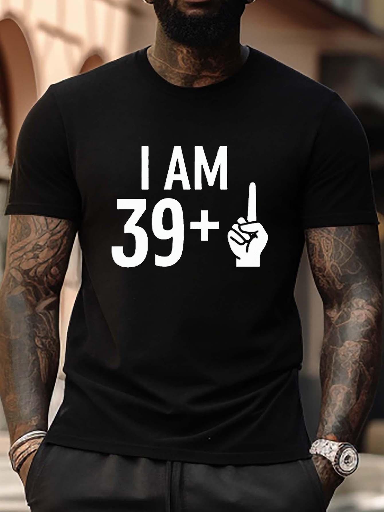 Plus Size I Am 39+ Graphic T-shirt - Black Casual Short Sleeve Tee with Bold White Text & Thumbs-Up Design XXXL
Plus Size I Am 39+ Graphic T-shirt - Black Casual Short Sleeve Tee with Bold White Text & Thumbs-Up Design XXXL