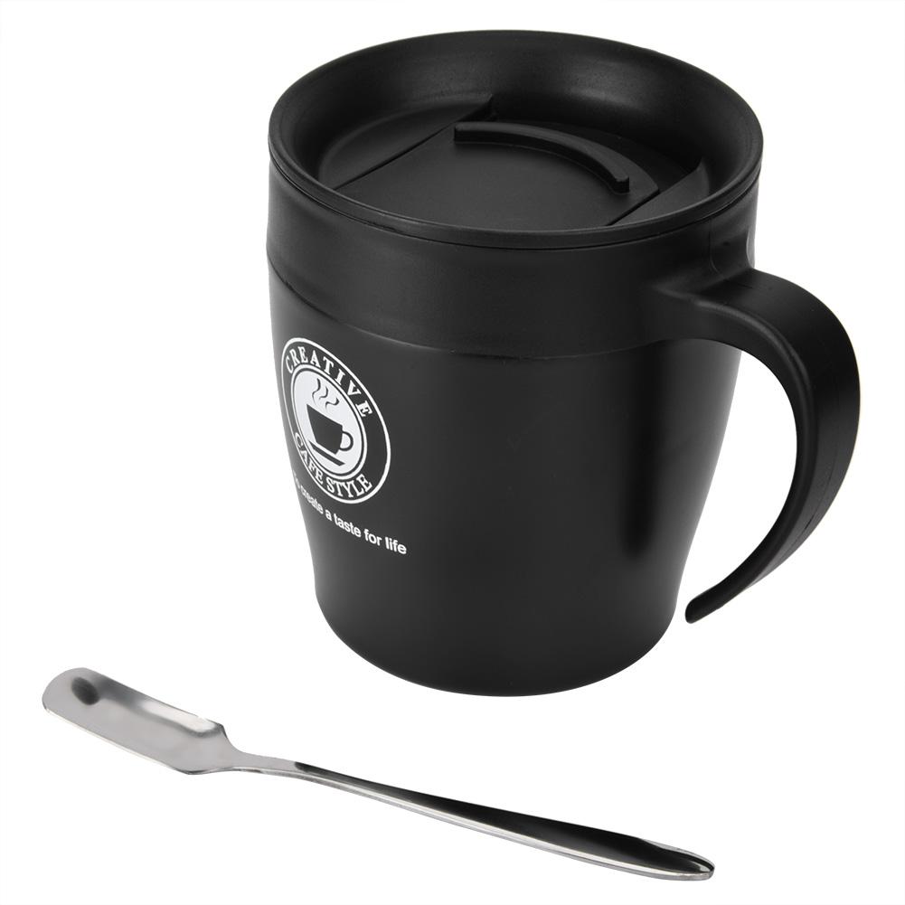 Stainless Steel Insulated Coffee Mug Water Cup with Spoon and Lid for Office Travel(Black) Black
Stainless Steel Insulated Coffee Mug Water Cup with Spoon and Lid for Office Travel(Black) Black
