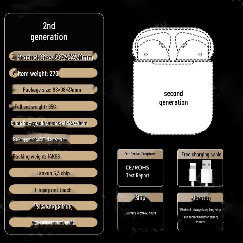 Multi-Generation Bluetooth AirPods Compatible with Apple & Android
Multi-Generation Bluetooth AirPods Compatible with Apple & Android