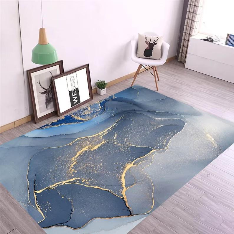 Luxury Blue Gold Marble Area Rug Abstract Fluid Ink Art Floor Mat Non-Slip Carpet for Living Room Bedroom Modern Home Decor 40X60CM
Luxury Blue Gold Marble Area Rug Abstract Fluid Ink Art Floor Mat Non-Slip Carpet for Living Room Bedroom Modern Home Decor 40X60CM