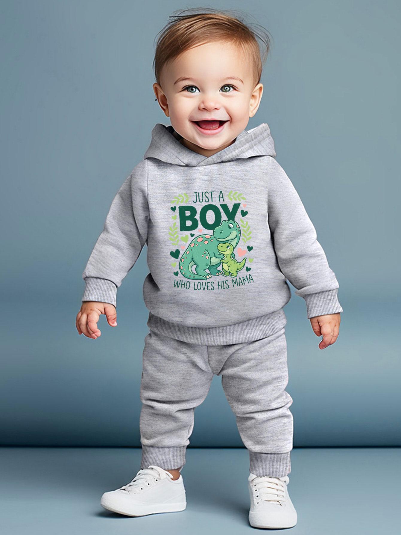Baby Boys Two-piece Casual Daily Outfit: Dinosaur Printed Hooded Top with Elastic Waist Cuffed Pants 6-9M серый
Baby Boys Two-piece Casual Daily Outfit: Dinosaur Printed Hooded Top with Elastic Waist Cuffed Pants 6-9M серый