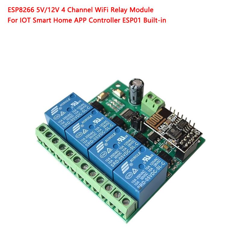 1 шт. 5V/12V 4-канальний WiFi релейний модуль ESP8266 для вбудованого контролера IOT Smart Home APP ESP01
1 шт. 5V/12V 4-канальний WiFi релейний модуль ESP8266 для вбудованого контролера IOT Smart Home APP ESP01
