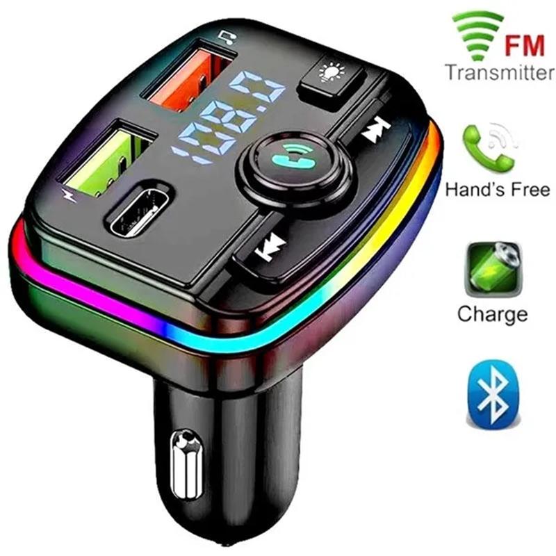 Автомобильный FM-передатчик Bluetooth 5.0 типа C, двойной USB, автомобильное быстрое зарядное устройство с красочным окружающим освещением, адаптер громкой связи Bluetooth
Автомобильный FM-передатчик Bluetooth 5.0 типа C, двойной USB, автомобильное быстрое зарядное устройство с красочным окружающим освещением, адаптер громкой связи Bluetooth