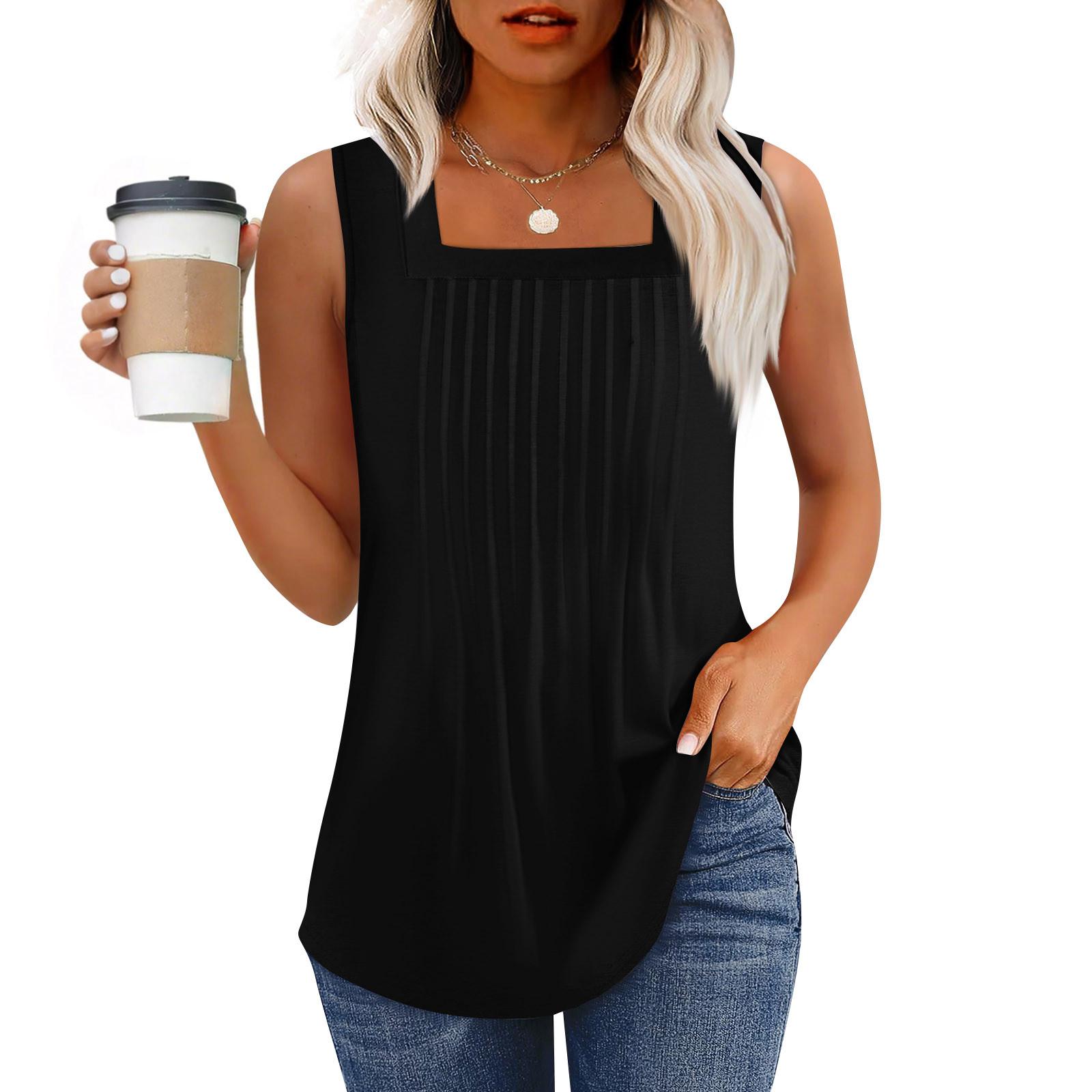 Майка для женщин Летние наряды Без рукавов Блузки с принтом Повседневные свободные рубашки Плиссированные квадратные вырезы L чёрный
Майка для женщин Летние наряды Без рукавов Блузки с принтом Повседневные свободные рубашки Плиссированные квадратные вырезы L чёрный