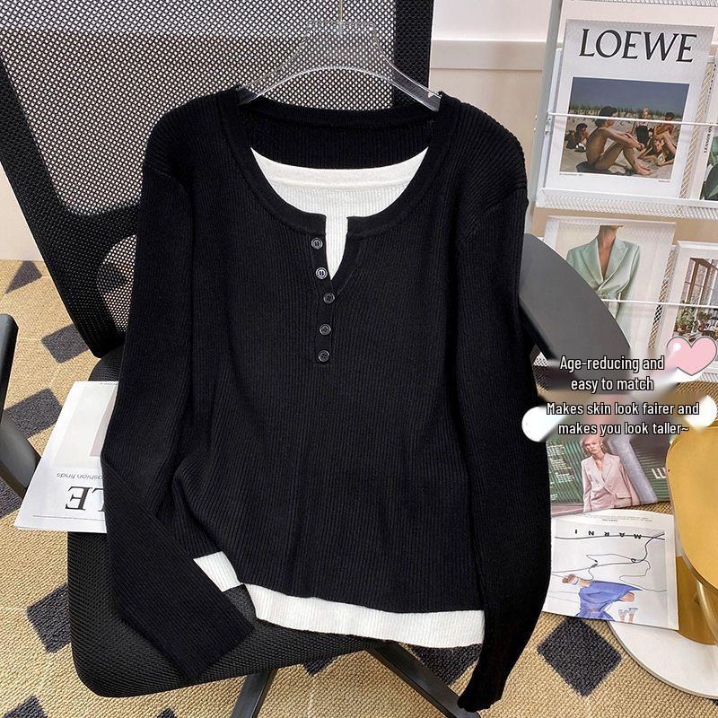 Plus Size Women s Long-Sleeve T-Shirt: Belly Covering, Faux Two-Piece Design, Ideal for Autumn - Size 300 Jin L for 90-120 jin чёрный
Plus Size Women s Long-Sleeve T-Shirt: Belly Covering, Faux Two-Piece Design, Ideal for Autumn - Size 300 Jin L for 90-120 jin чёрный