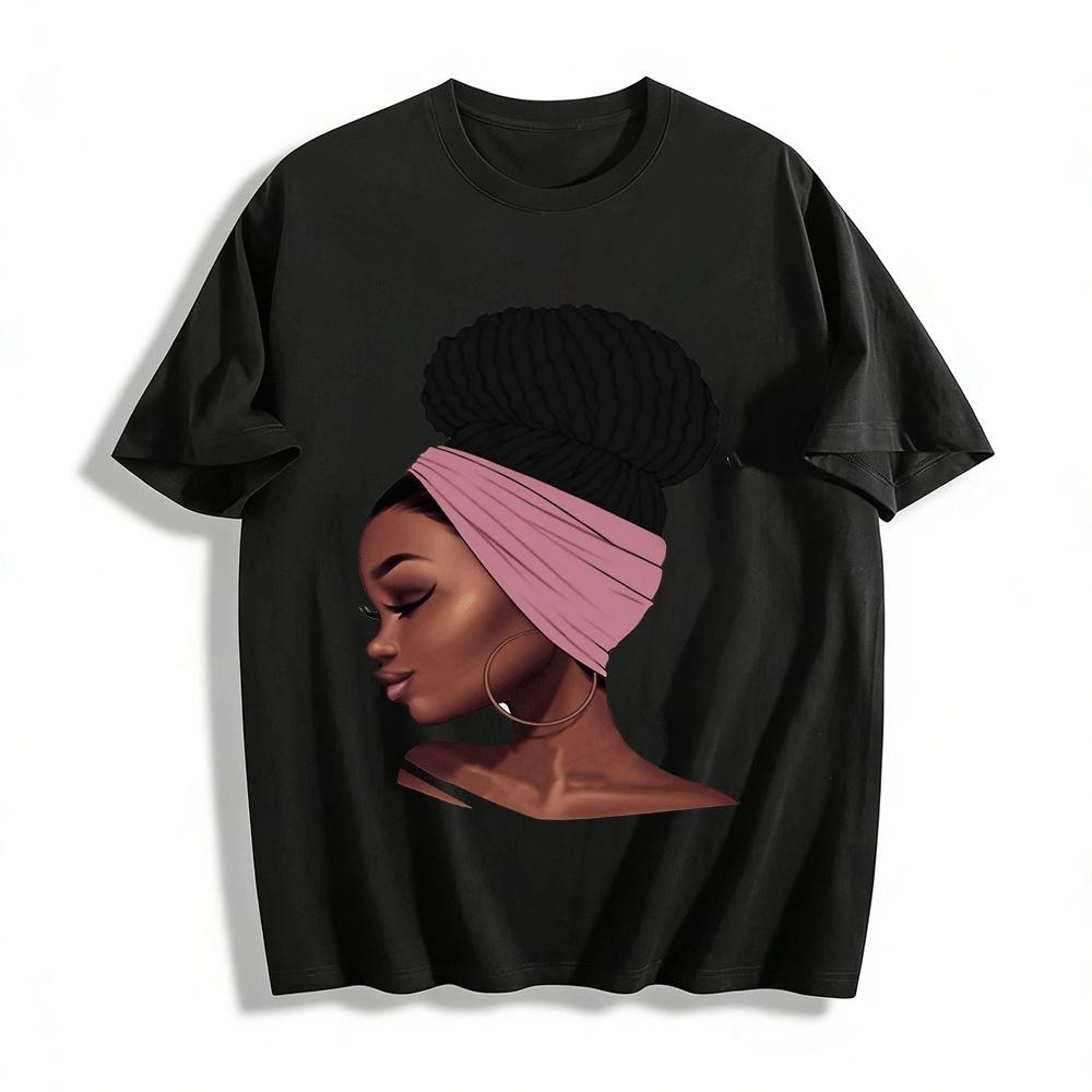Black Beauty With Pink Headwrap Bun Print Casual T-Shirt Pure cotton T-shirt XXS
Black Beauty With Pink Headwrap Bun Print Casual T-Shirt Pure cotton T-shirt XXS