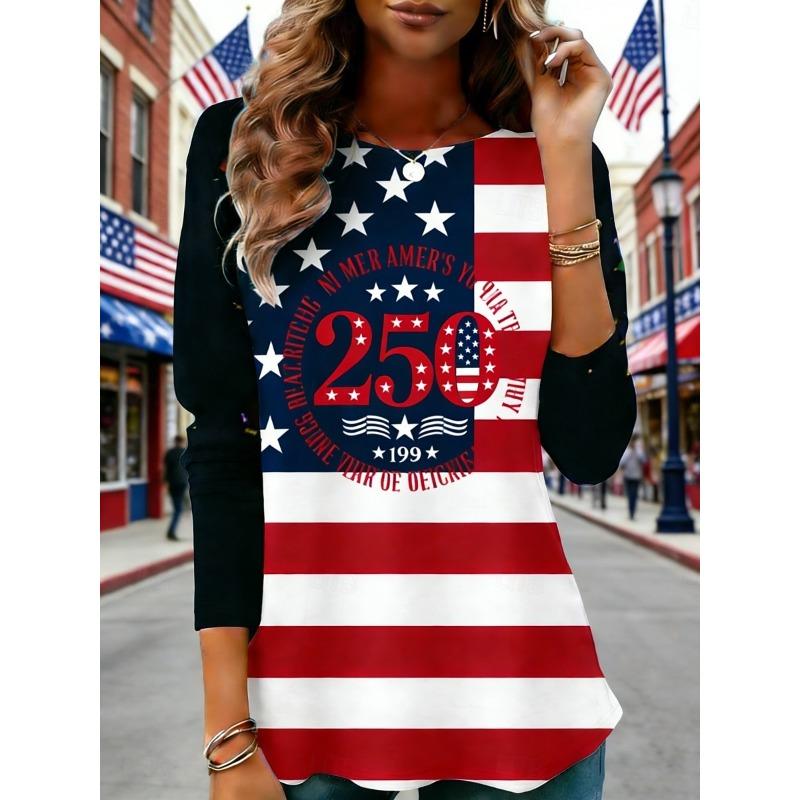 Women s T Shirt Tee Top Print Graphic American Flag Fashion Stylish Classic Long Sleeve Crew Neck Regular Tops S
Women s T Shirt Tee Top Print Graphic American Flag Fashion Stylish Classic Long Sleeve Crew Neck Regular Tops S