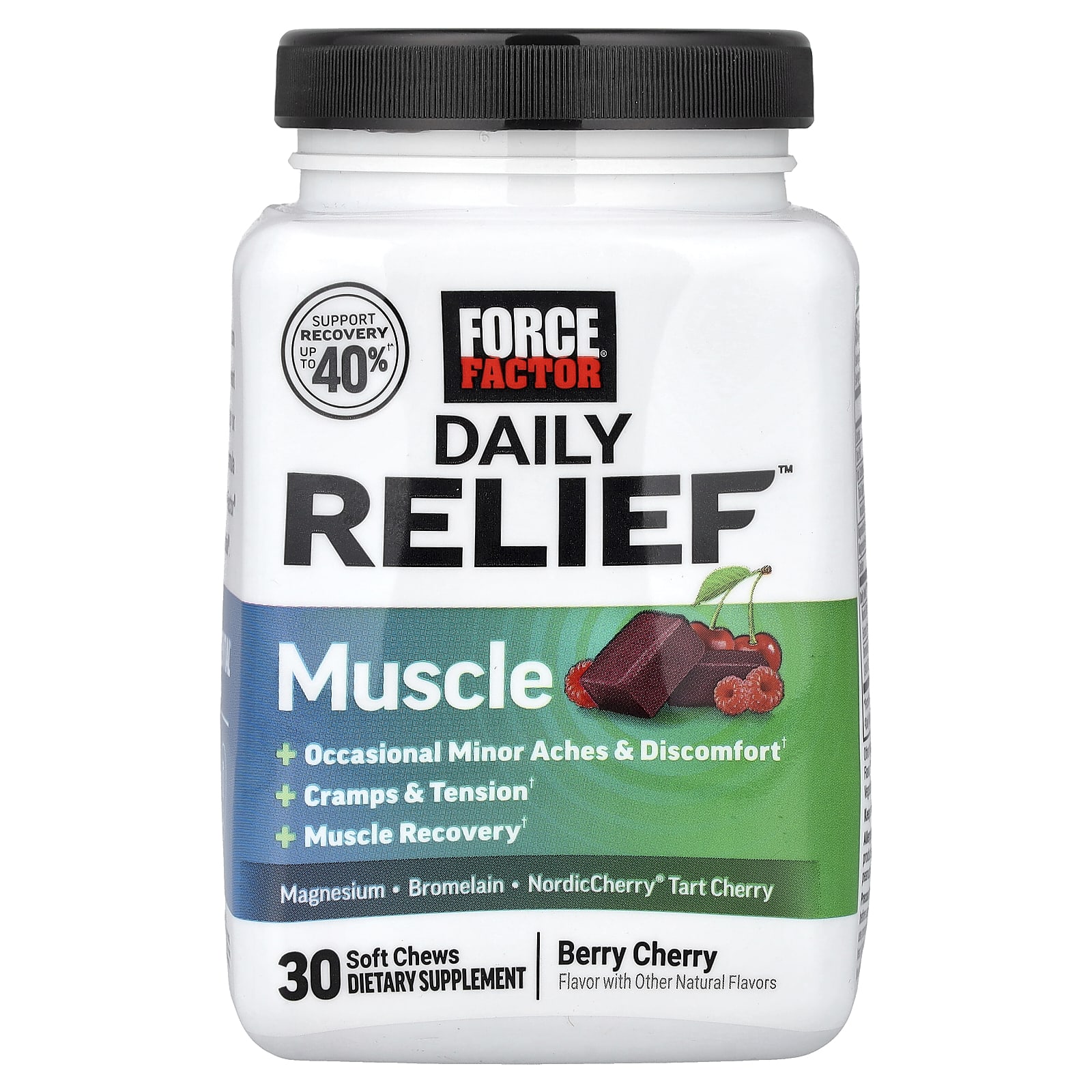Force Factor, Daily Relief™, Muscles, Berry Cherry, Soft Chews, 30 Pieces
Force Factor, Daily Relief™, Muscles, Berry Cherry, Soft Chews, 30 Pieces