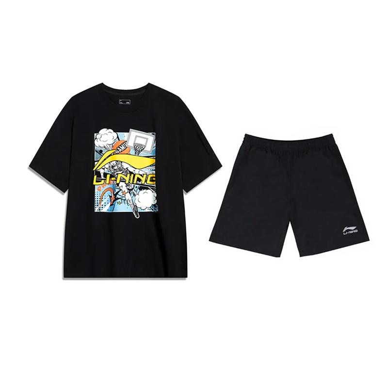 Li-Ning Cartoon Large Logo Print Fashion Cool Summer Versatile Round Neck Pullover Short Sleeve T-Shirt Casual Sports Set AHSU805-1+YKSV147-2 S
Li-Ning Cartoon Large Logo Print Fashion Cool Summer Versatile Round Neck Pullover Short Sleeve T-Shirt Casual Sports Set AHSU805-1+YKSV147-2 S