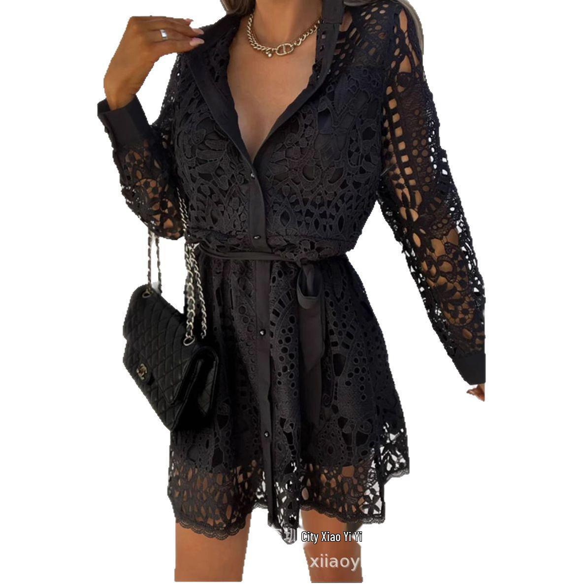 European-American Style Lace Cardigan Dress: Women s Single-Breasted, Waist-Cinching Commuter Wear L
European-American Style Lace Cardigan Dress: Women s Single-Breasted, Waist-Cinching Commuter Wear L