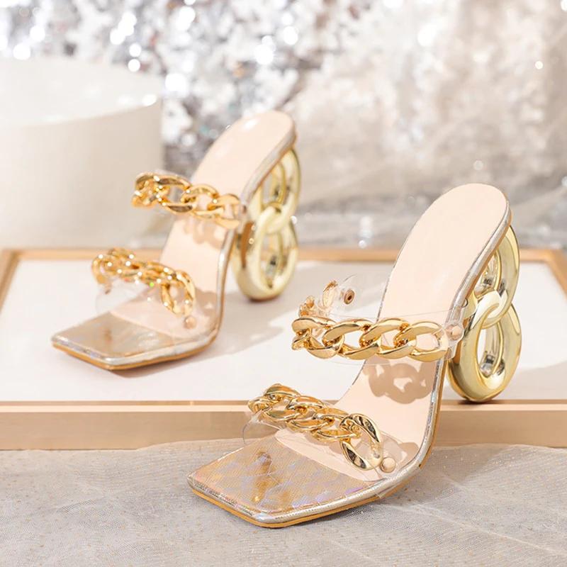 Summer 2025 Fashion Metal Chain Slippers PVC Transparent Shoes Women Slides Style Chic Strange Fretwork Heels Modern Sandals 42 золотистый
Summer 2025 Fashion Metal Chain Slippers PVC Transparent Shoes Women Slides Style Chic Strange Fretwork Heels Modern Sandals 42 золотистый