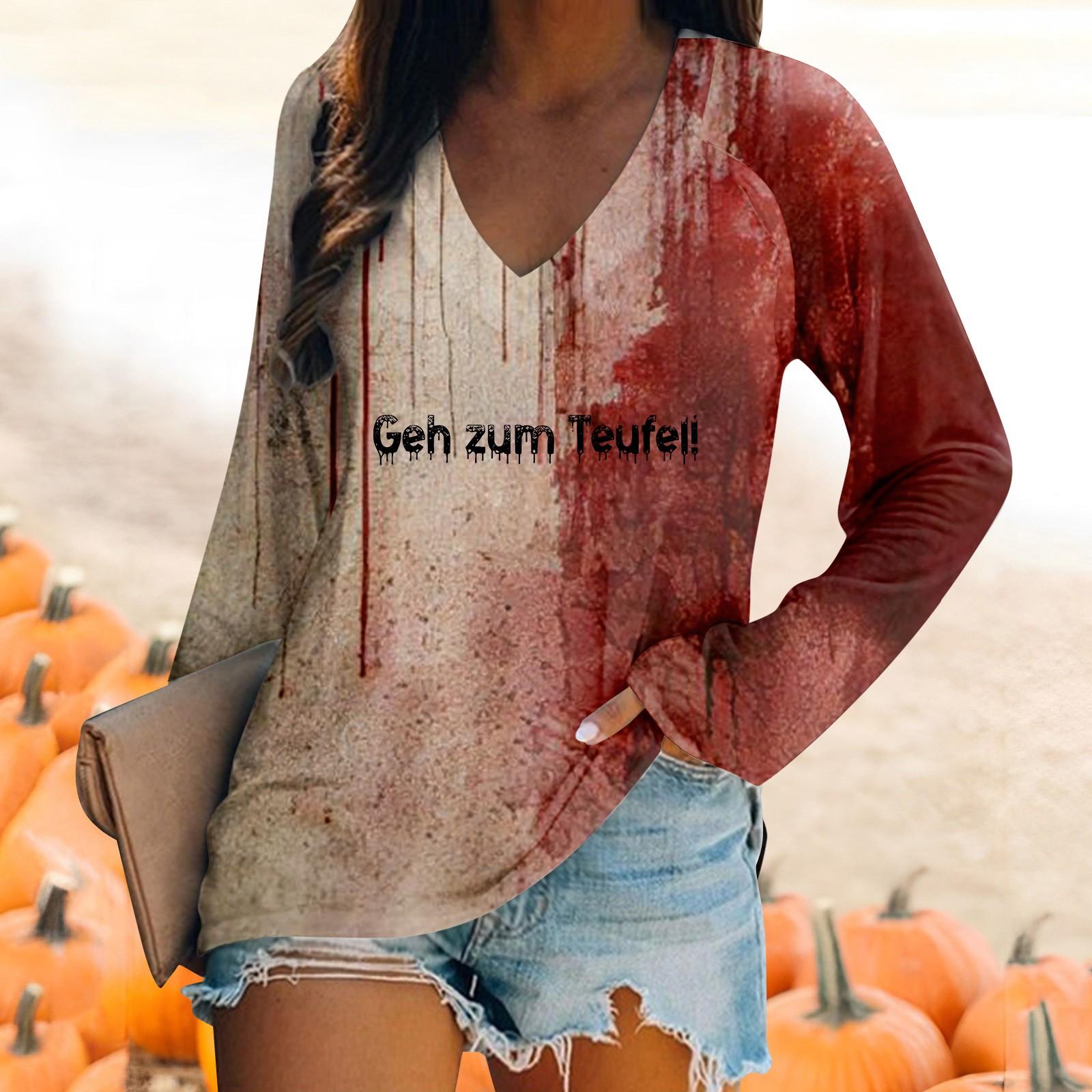 Женская футболка с длинным рукавом и V-образным вырезом, повседневный, удобный топ с принтом на Хэллоуин M
Женская футболка с длинным рукавом и V-образным вырезом, повседневный, удобный топ с принтом на Хэллоуин M