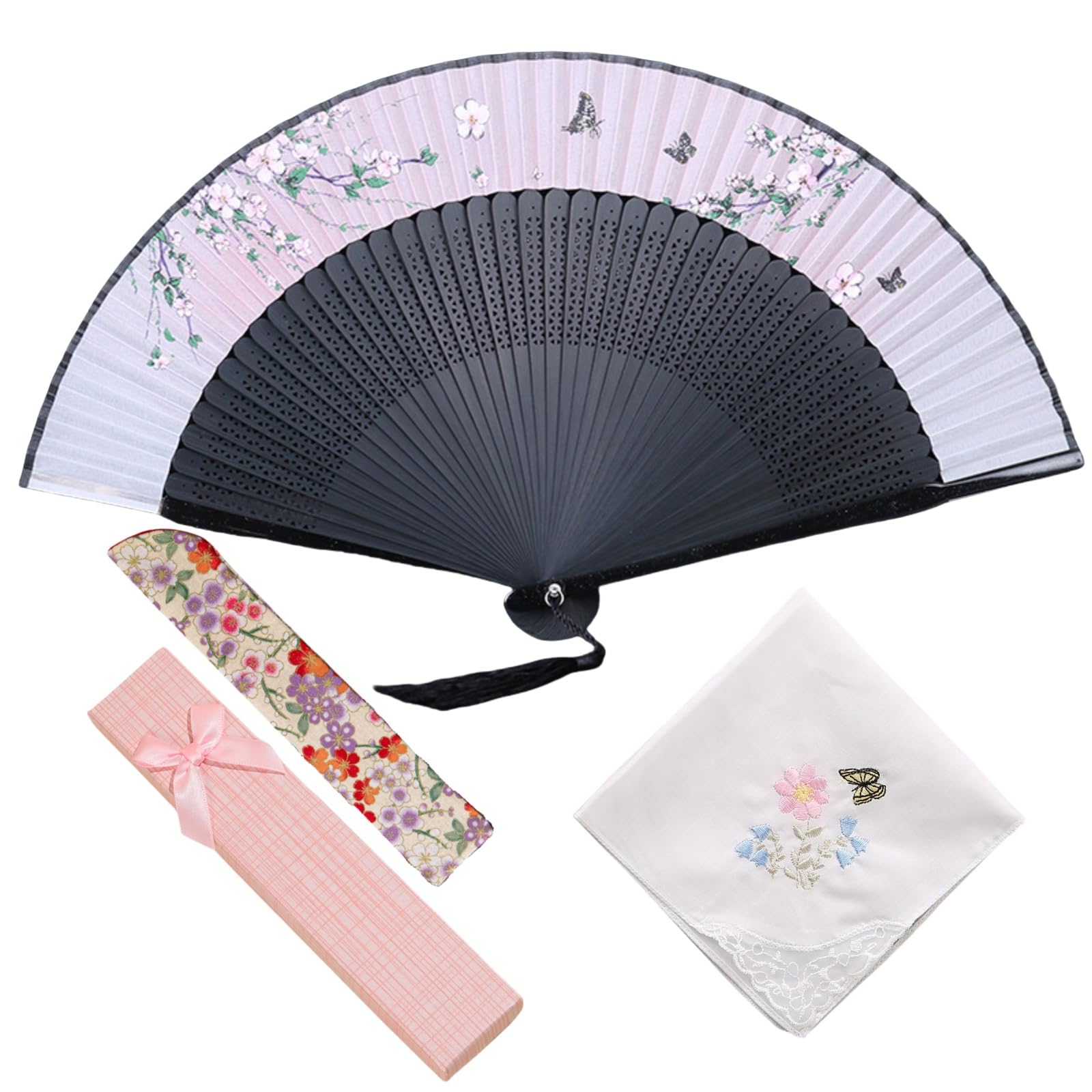 Цзиньчуань Женский высококачественный набор складных вееров для бизнеса с чехлом для веера и носовым платком, дизайн «Сакура и кролик» (Цветок и бабочка - Розовый)
Цзиньчуань Женский высококачественный набор складных вееров для бизнеса с чехлом для веера и носовым платком, дизайн «Сакура и кролик» (Цветок и бабочка - Розовый)